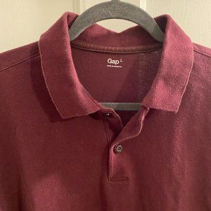 Gap Short Sleeve Burgundy Polo Shirt, Size M